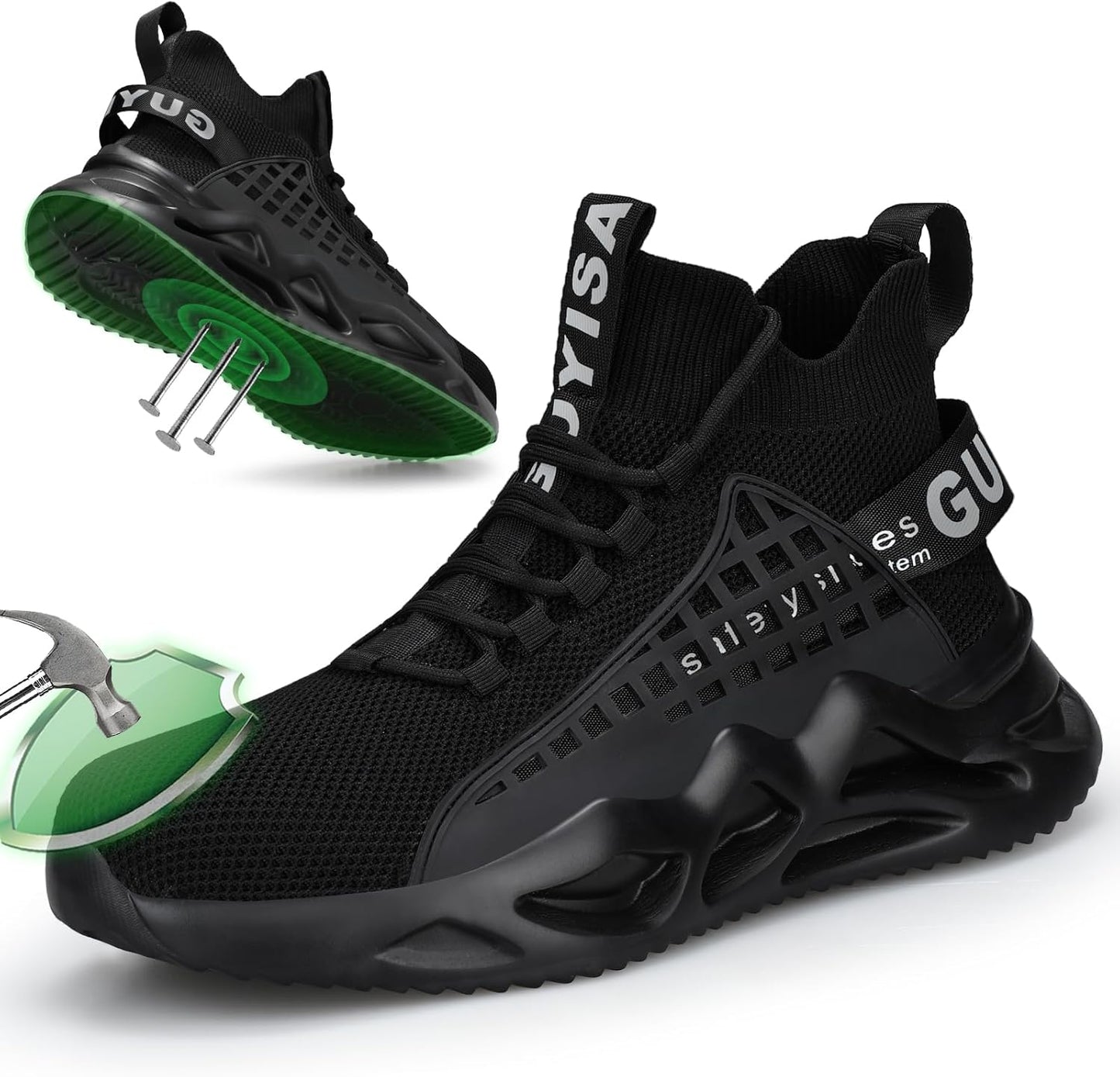 Steel Toe Boots for Men - Breathable High Top Work Shoes