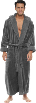 Plush Mens Robe with Hood - Thick, Long Sherpa Fleece Comfort