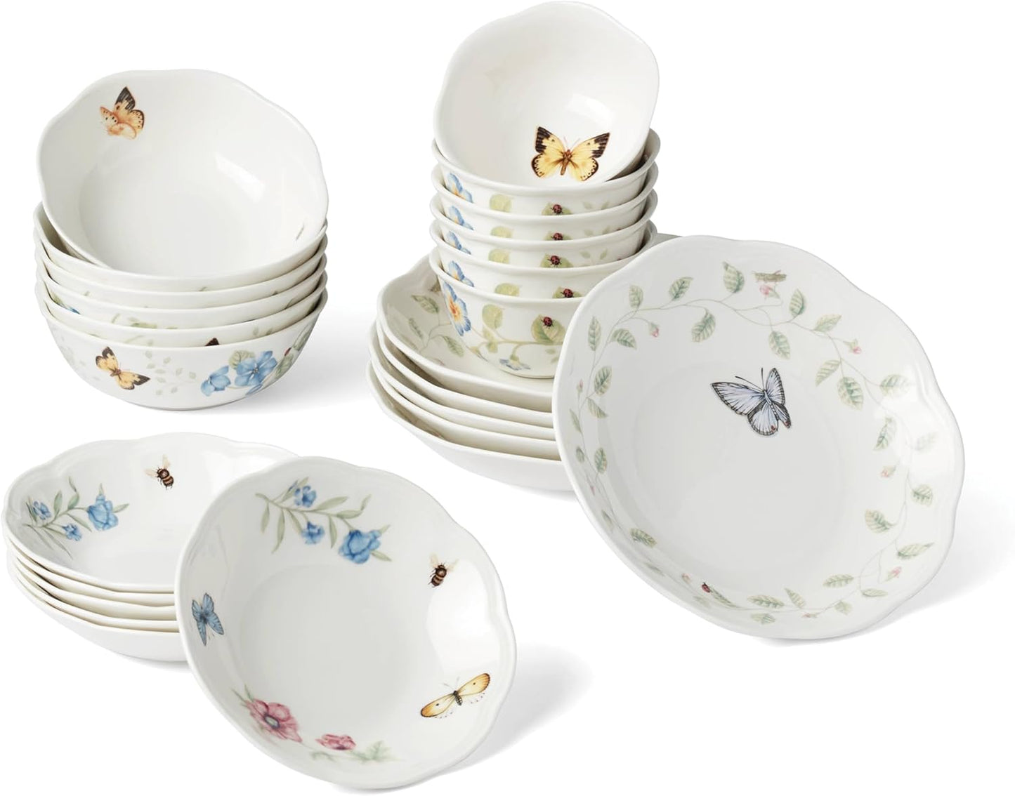Lenox Butterfly Meadow 24-Piece Bowl Set for Elegant Dining