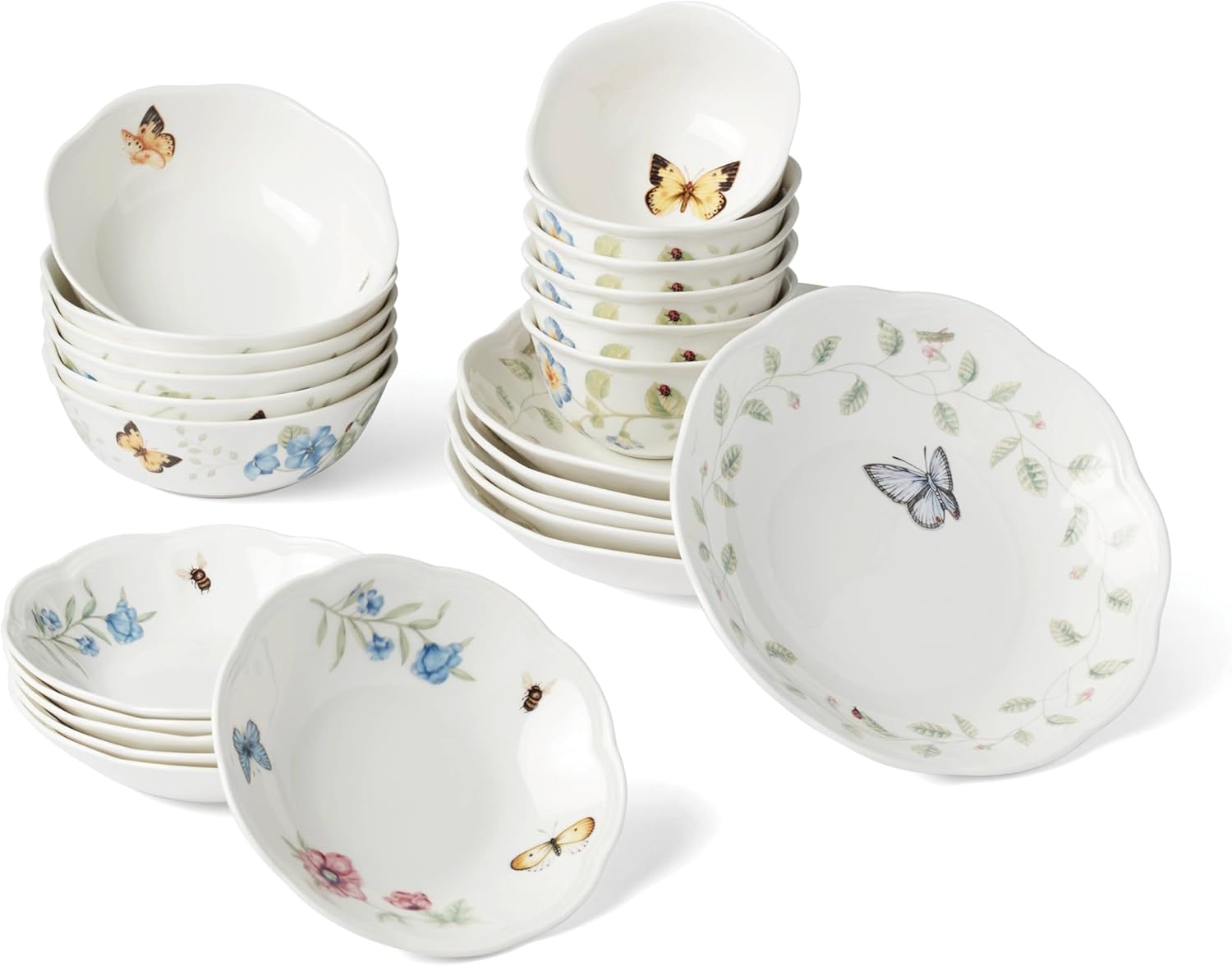 Lenox Butterfly Meadow 24-Piece Bowl Set for Elegant Dining