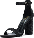 GENSHUO 4-in Chunky High Heel Sandals with Ankle Strap - Elegant