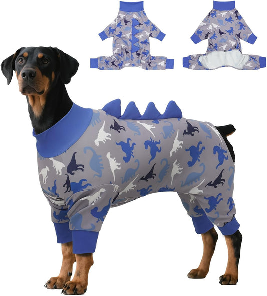 Large Dog Pajamas for Recovery and Comfort - Cute Dinosaur Design
