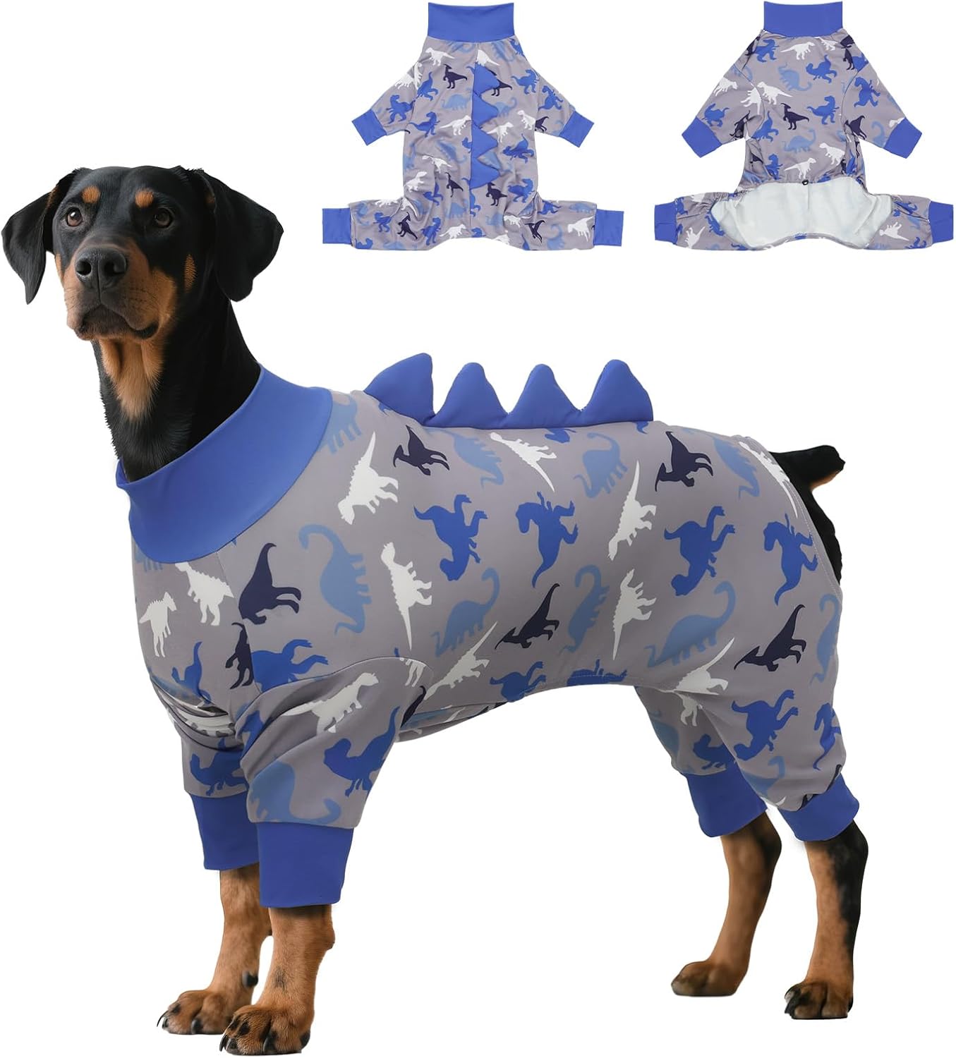 Large Dog Pajamas for Recovery and Comfort - Cute Dinosaur Design