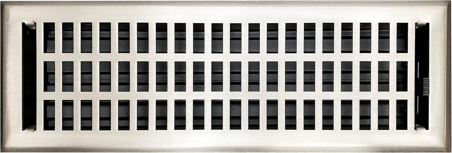Modern 4x14 inch Floor Vent Cover with Brushed Nickel Finish