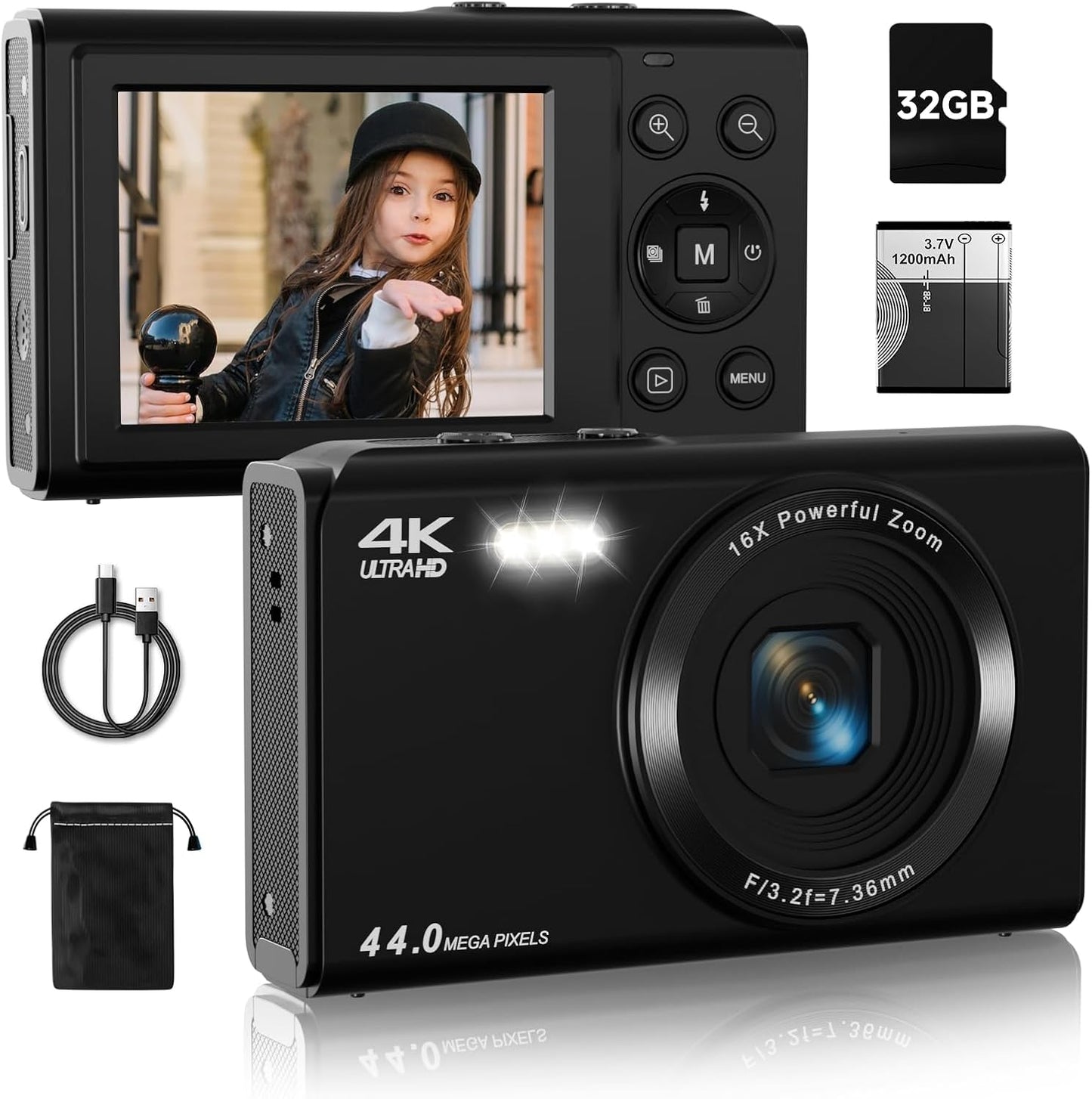 Digital Camera with 4K Video and 44MP Photos for All Ages