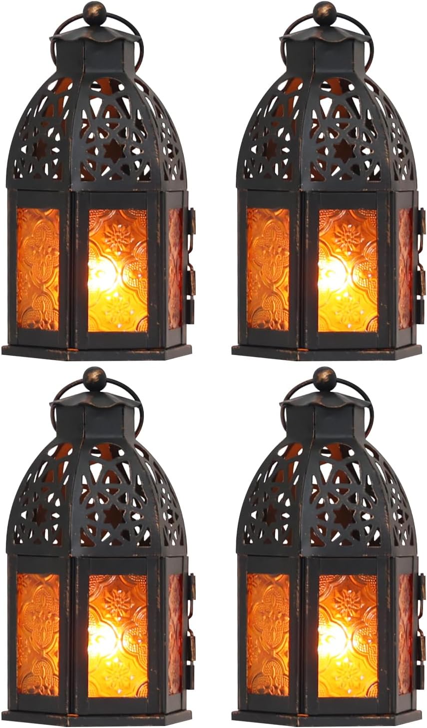 Decorative Moroccan Candle Lantern Set for Indoor and Outdoor Use