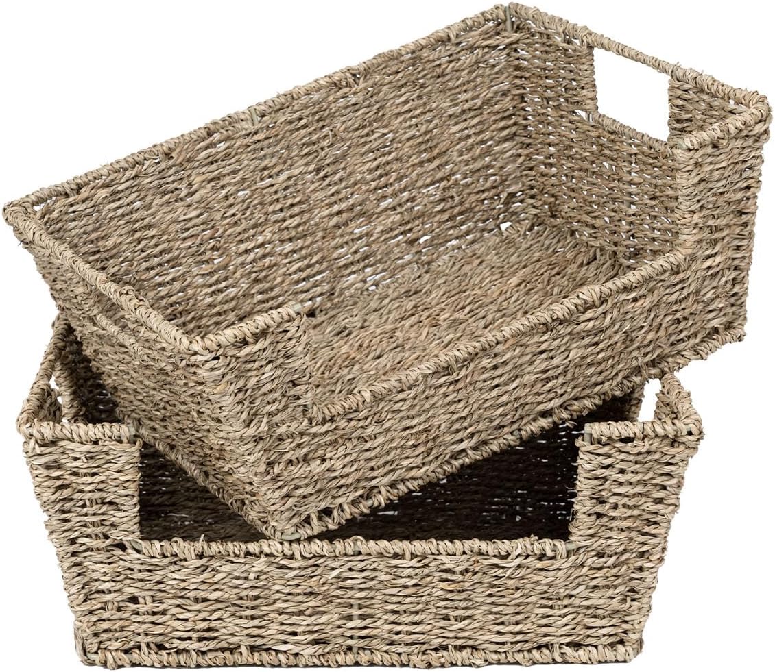 StorageWorks Wicker Storage Basket Set for Pantry Organization