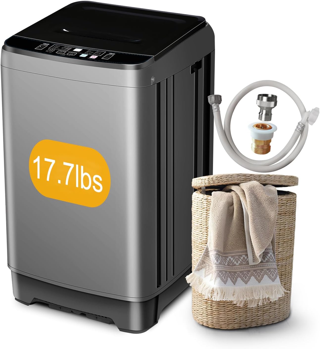 Compact Full-Automatic Portable Washer - 10 Wash Programs, 17.7lbs Load Capacity for Dorms, Apartments, RVs - Zyerch