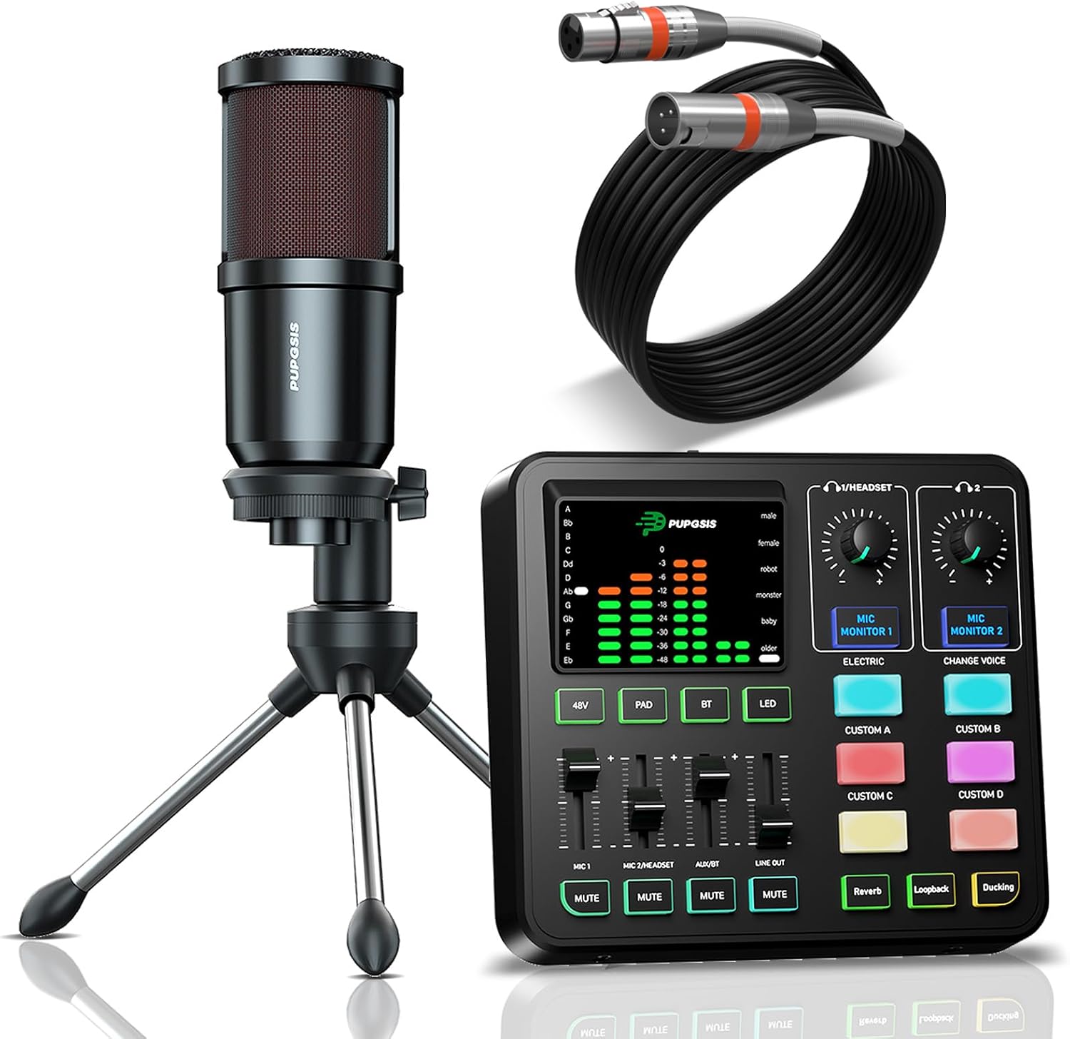 Podcast Equipment Bundle with Mixer and XLR Microphone for Streaming