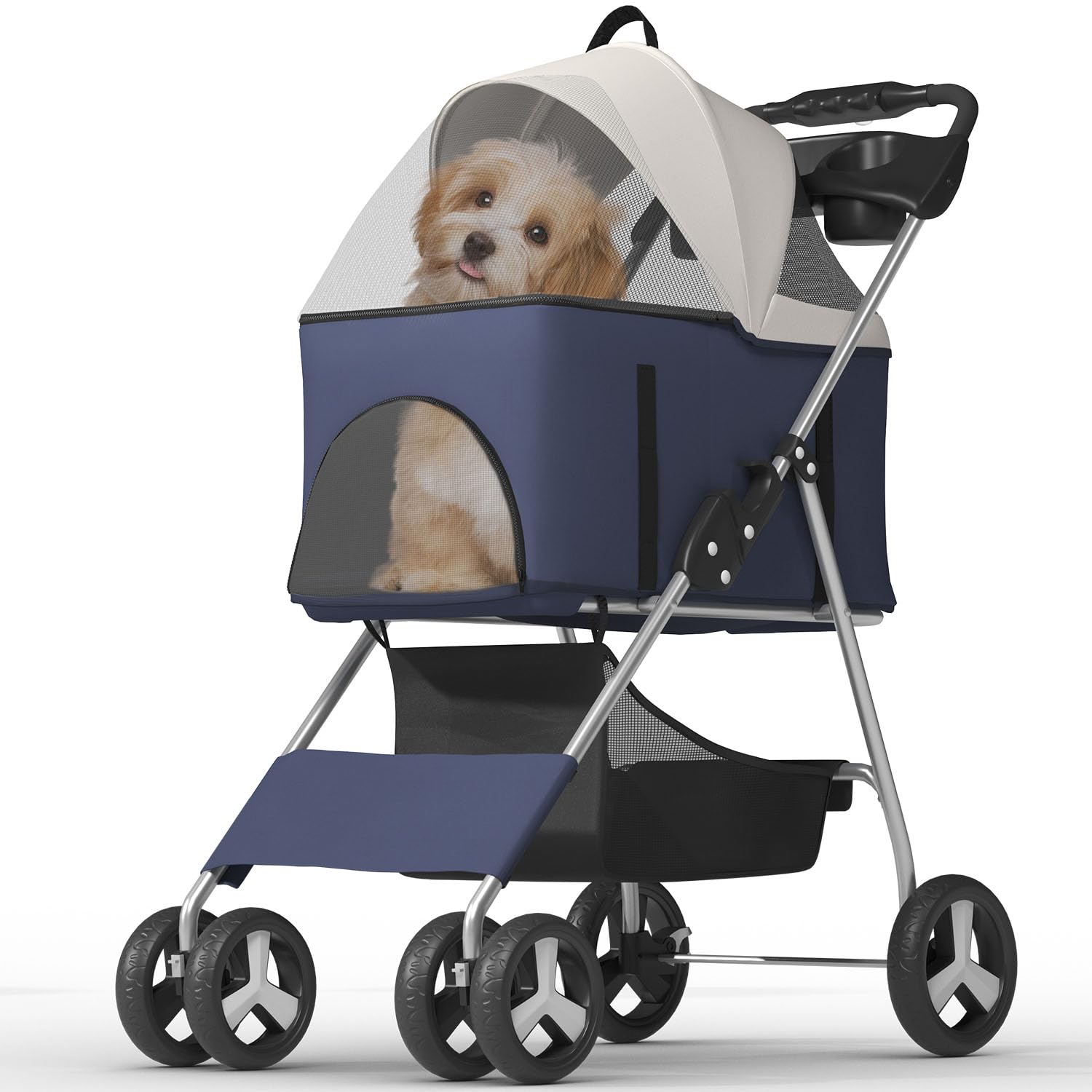 Pet Stroller with 4 Wheels for Small and Medium Pets