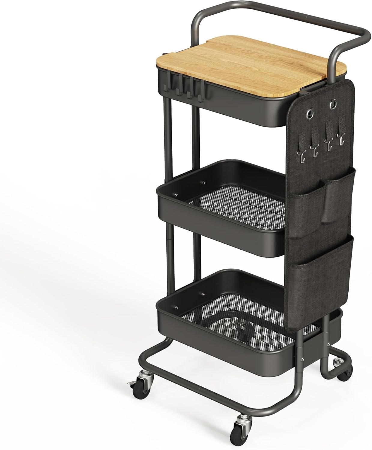DTK 3 Tier Metal Utility Rolling Cart for Home and Office Use