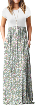 Women Summer Crew Neck Casual Short Sleeve Maxi Dress - Comfortable