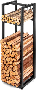 Firewood Rack Indoor Outdoor with Hooks - Space-Saving 39.8in Log