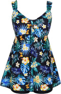 Plus Size Tankini Swimsuit for Women - Flowy Tummy Control Two-Piece