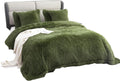 YUSOKI Faux Fur King Blanket Olive Green 90in x 104in - Cozy