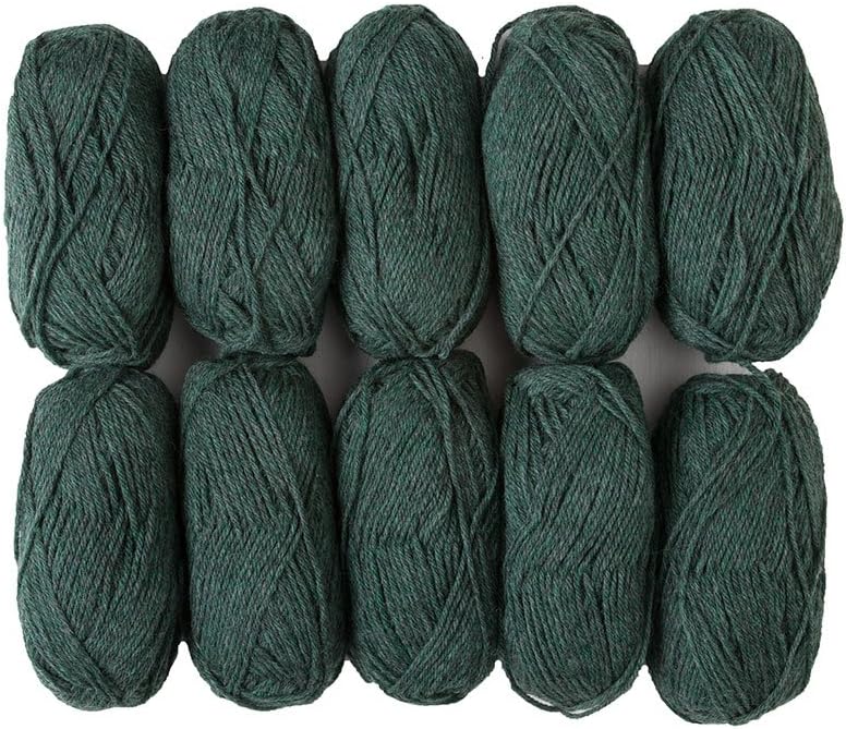 Knit Picks Wool of The Andes Yarn Pack - 10 Skeins of Green