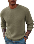 Mens Crewneck Waffle Pullover Sweater - Comfortable Knit Layer
