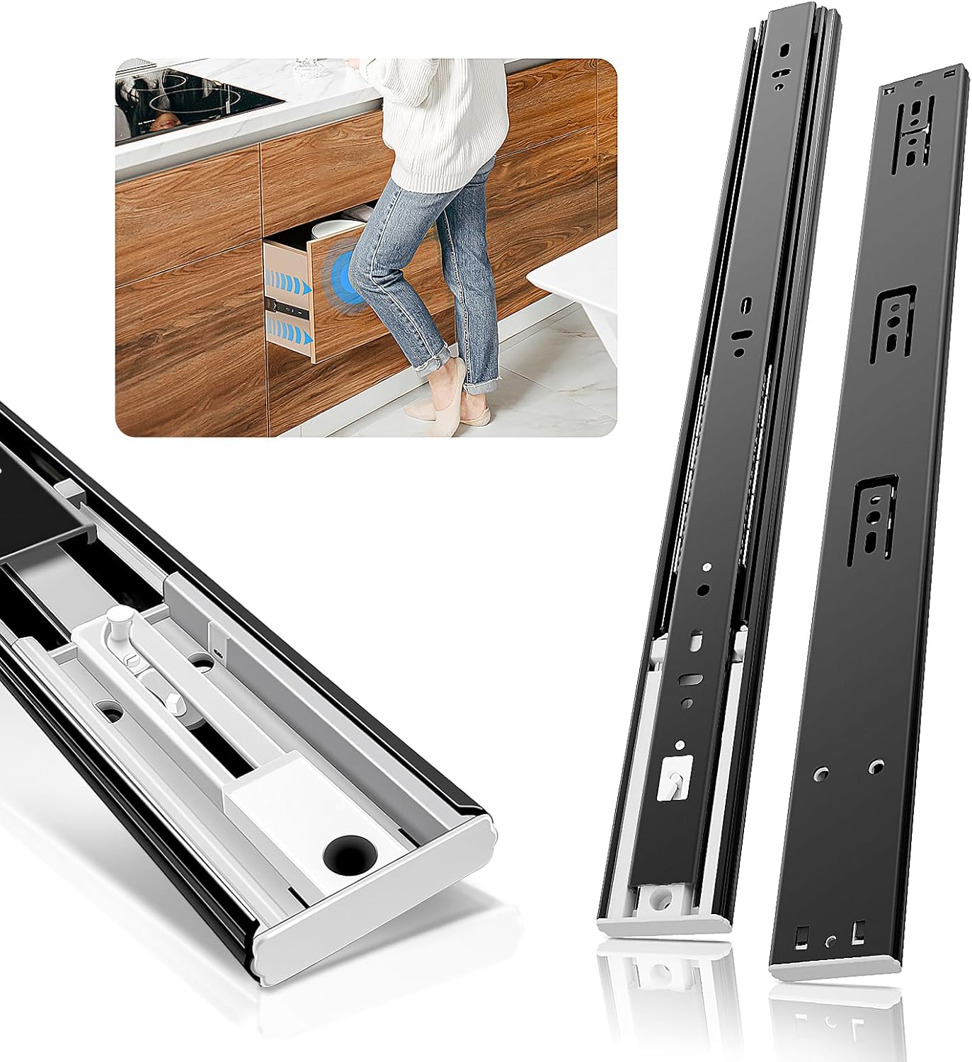 Push to Open Full Extension Drawer Slides for Smooth Operation