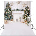 Christmas Photography Backdrop 7x10 ft - Indoor Kids Fireplace Scene
