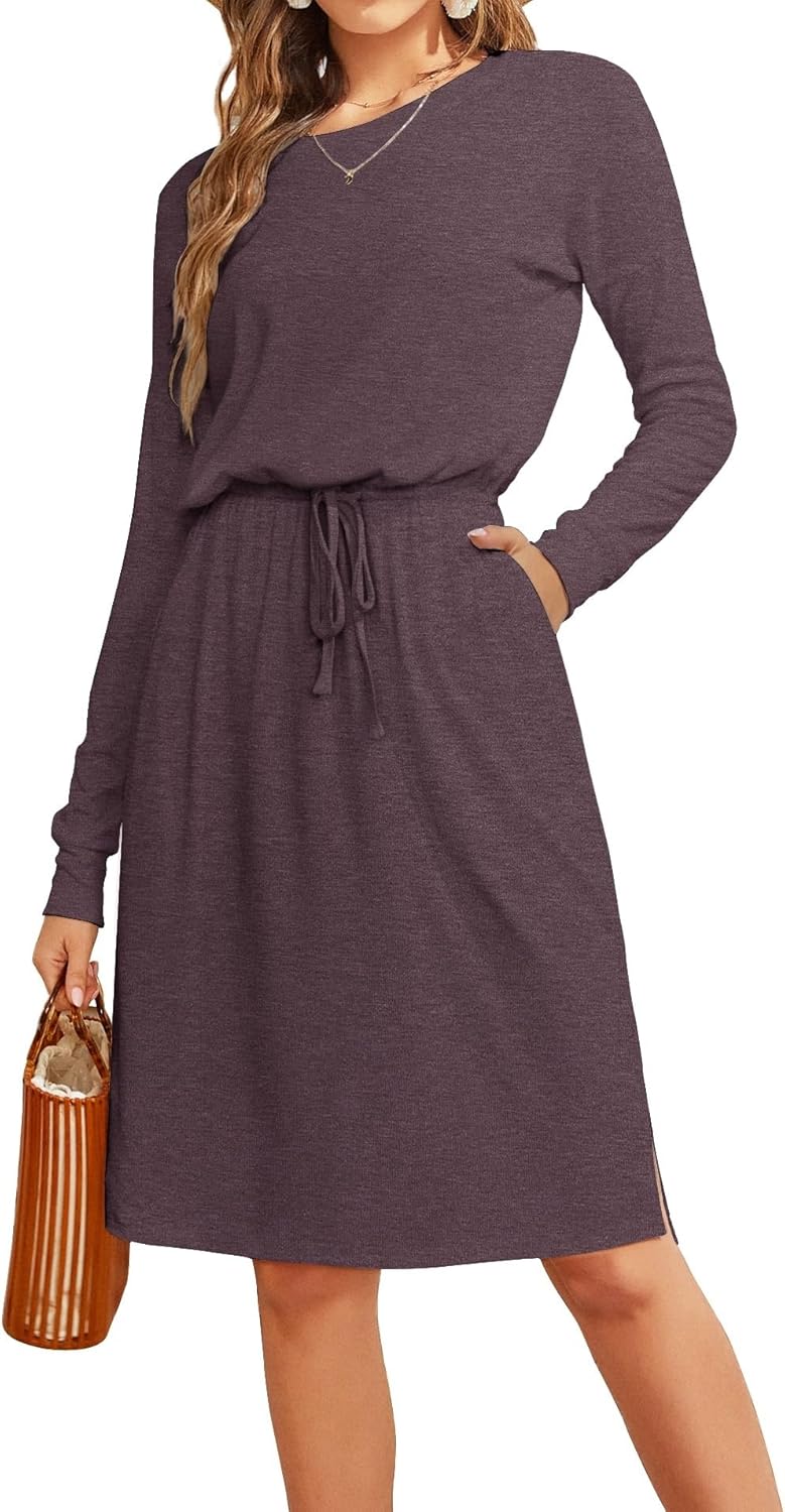 Simier Fariry Womens Summer Hide Belly Knee Length Travel Dress