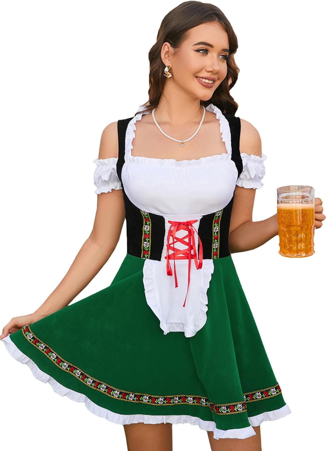 Womens Velvet Dirndl Dresses for Oktoberfest and Carnival Fun