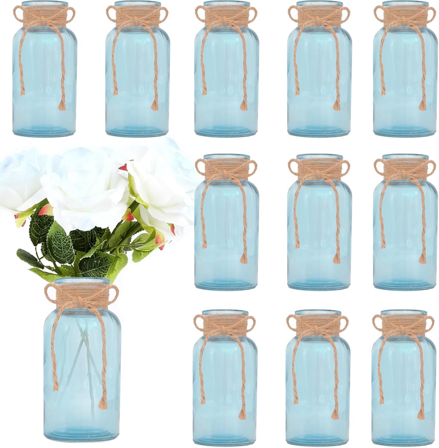 Vintage Glass Flower Vase Set for Weddings and Home Decor