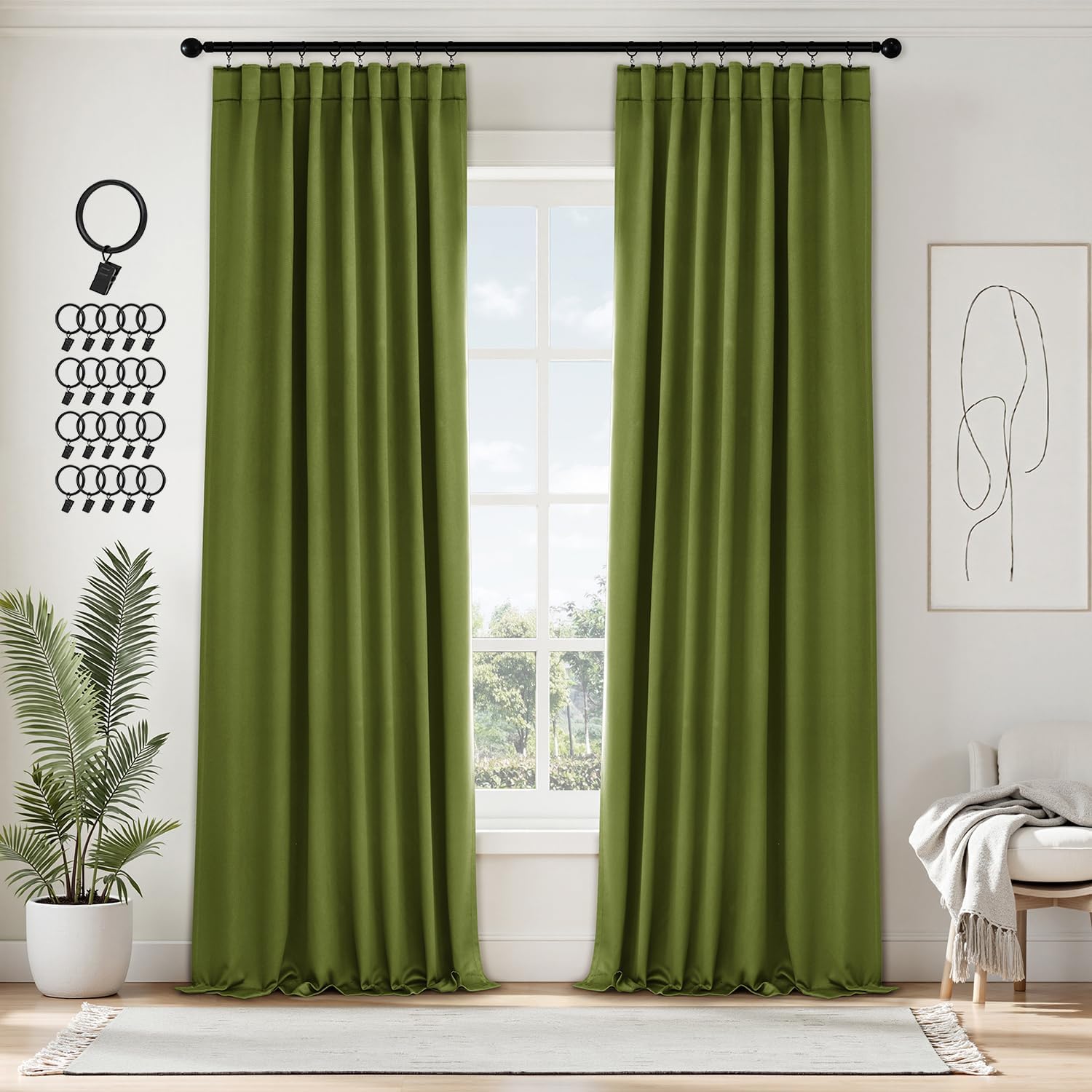 ANRODUO Back Tab Blackout Curtains for Bedroom and Living Room