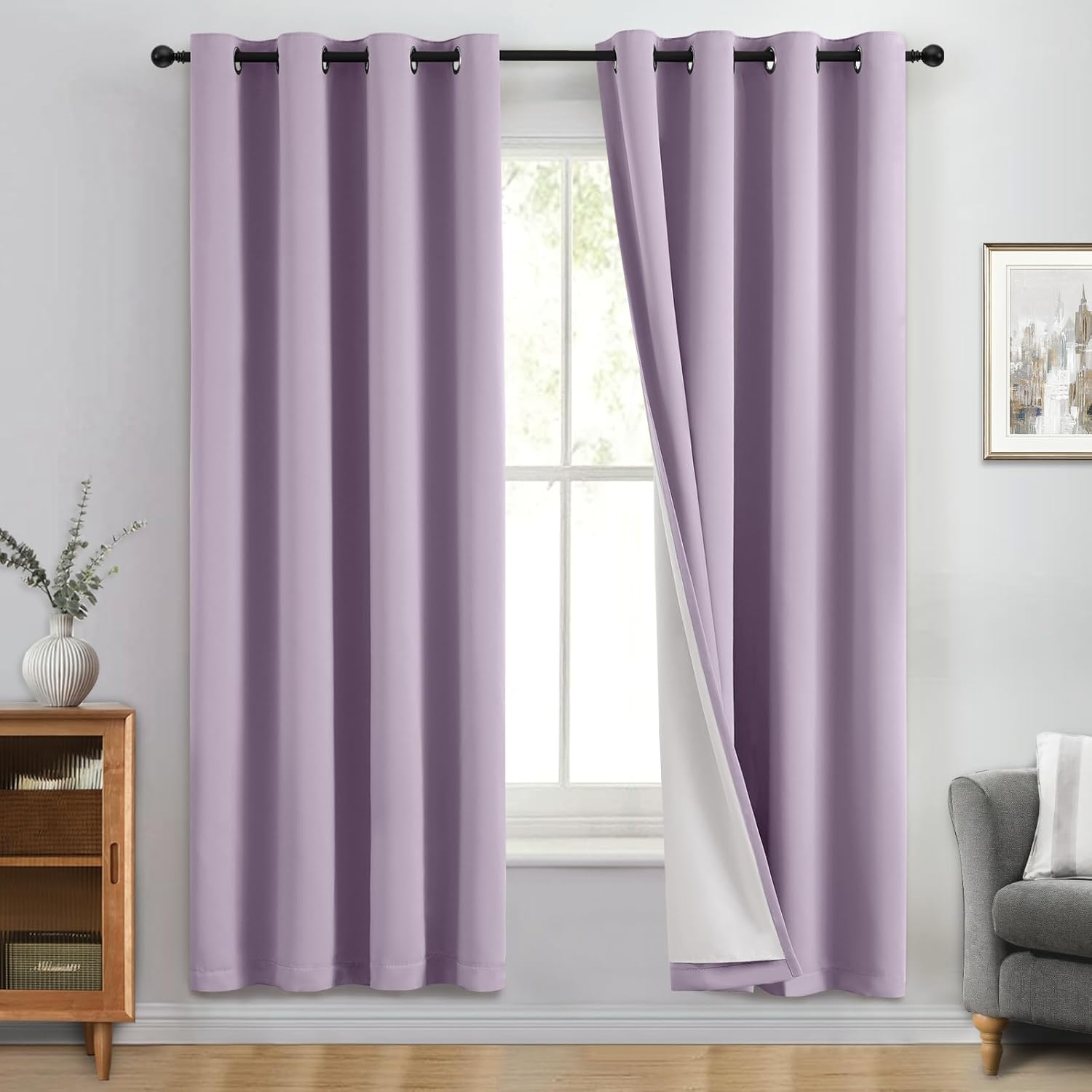 Yakamok 100% Blackout Curtain Panels for Complete Light Blocking