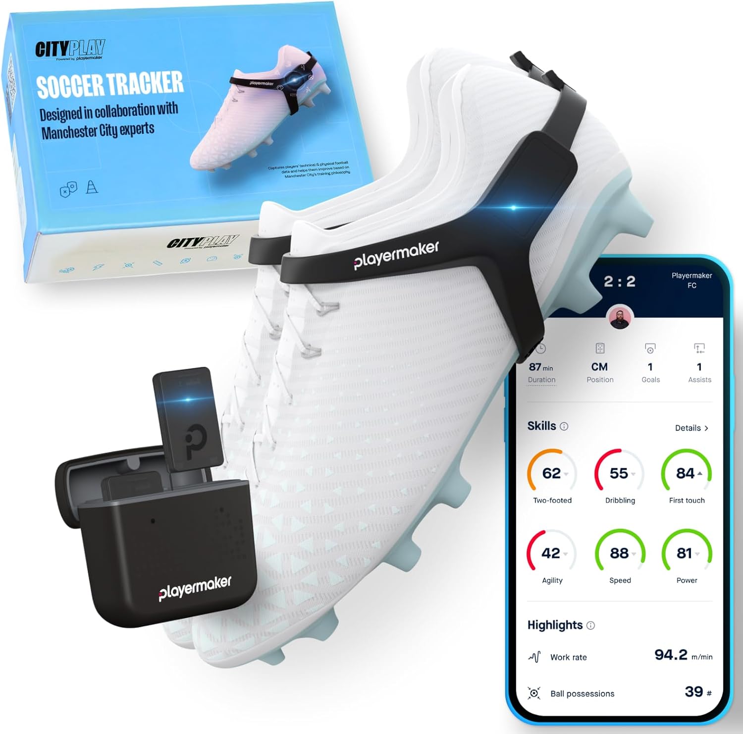 Playermaker CITYPLAY Smart Soccer Tracker for Cleats