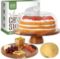 Acacia Wood Cake Stand with Lid 12 in - 2-in-1 Cake & Charcuterie