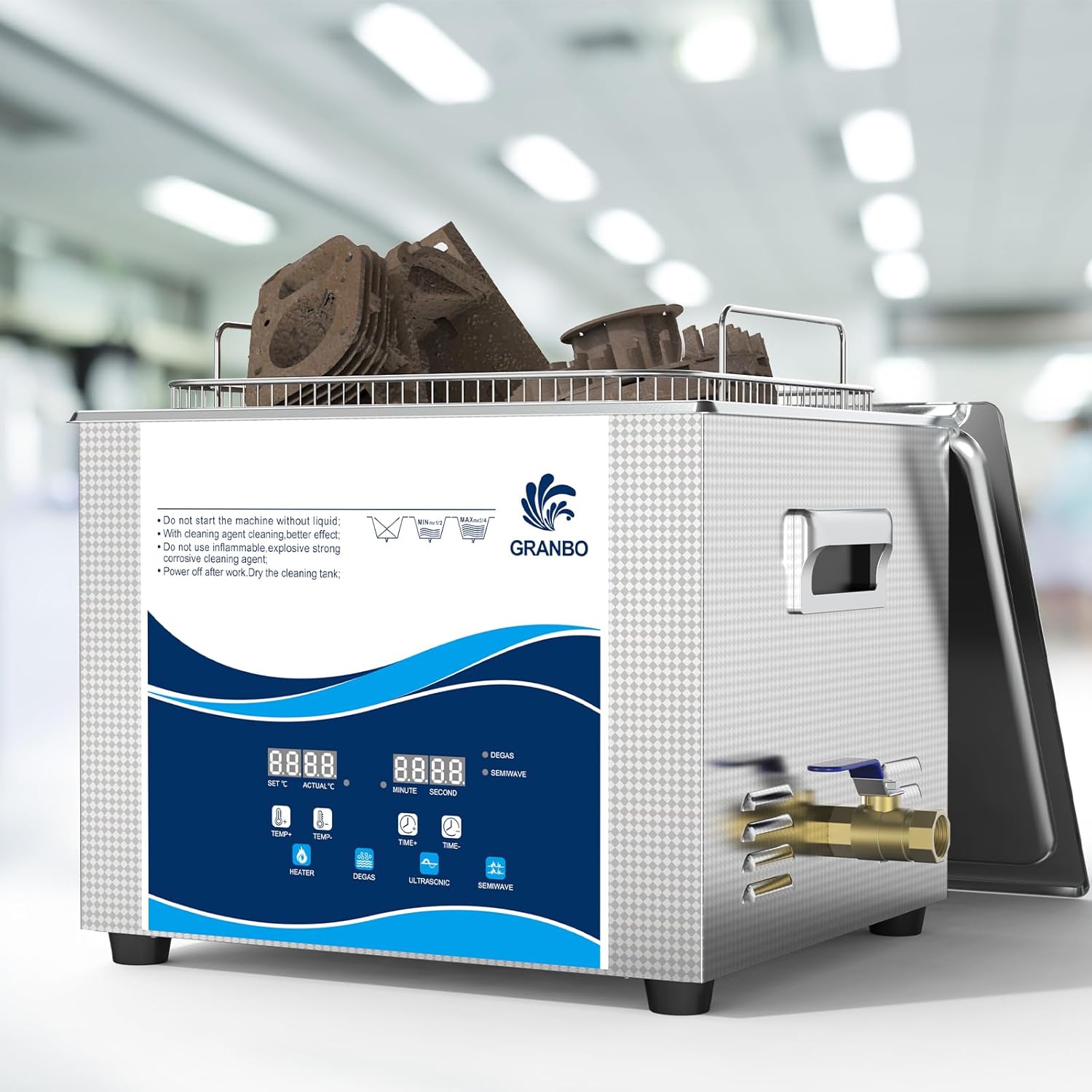 Ultrasonic Jewelry Cleaner 15L 360W with Heater and Timer