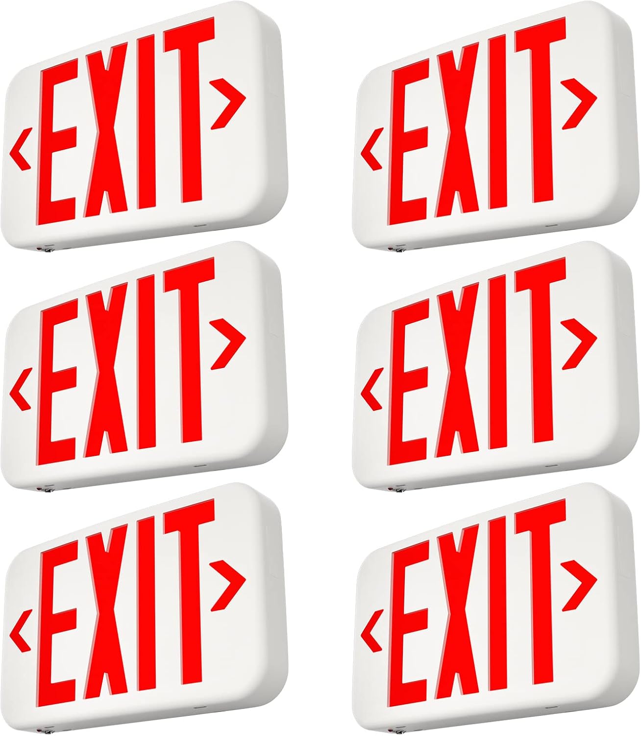 FREELICHT 6 Pack Red Double-Sided LED Exit Sign with Backup