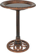 28ft Bronze Outdoor Pedestal Birdbath with Scrollwork Base - Elegant