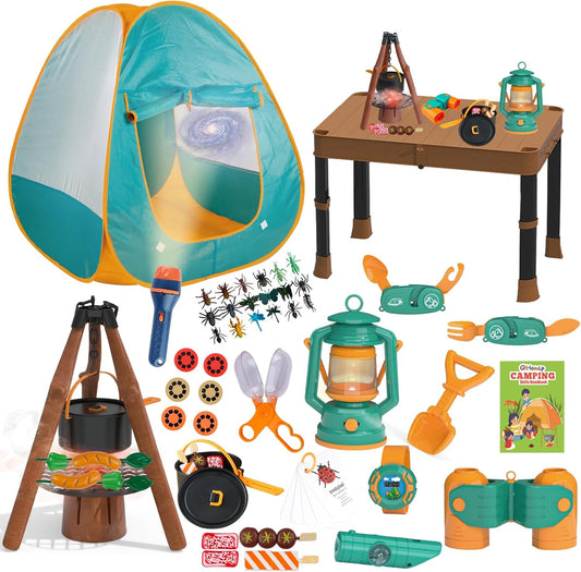 Kids Camping Set 50pcs with Tent & Projector Flashlight Fun