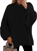 PRETTYGARDEN Oversized Chunky Knit Mock Neck Sweater - Cozy Fit