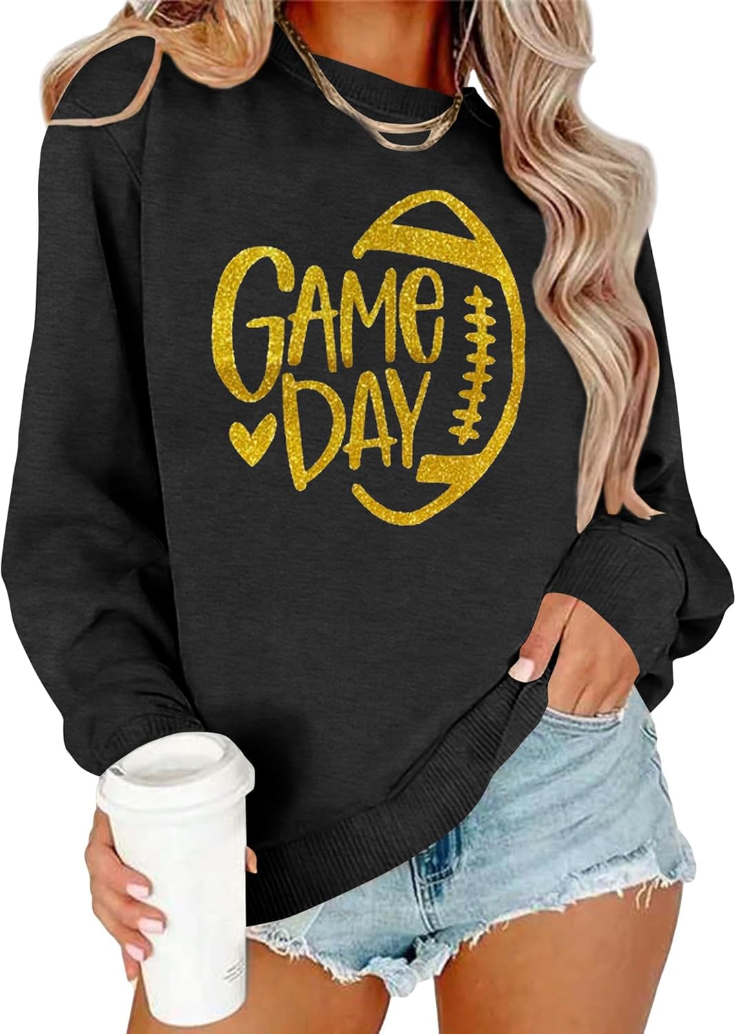 Cute Game Day Sweatshirt for Women - Football Graphic Pullover