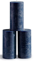 CANDWAX Large Pillar Candles 3x6 in Set of 3 Dark Blue - Long Burn