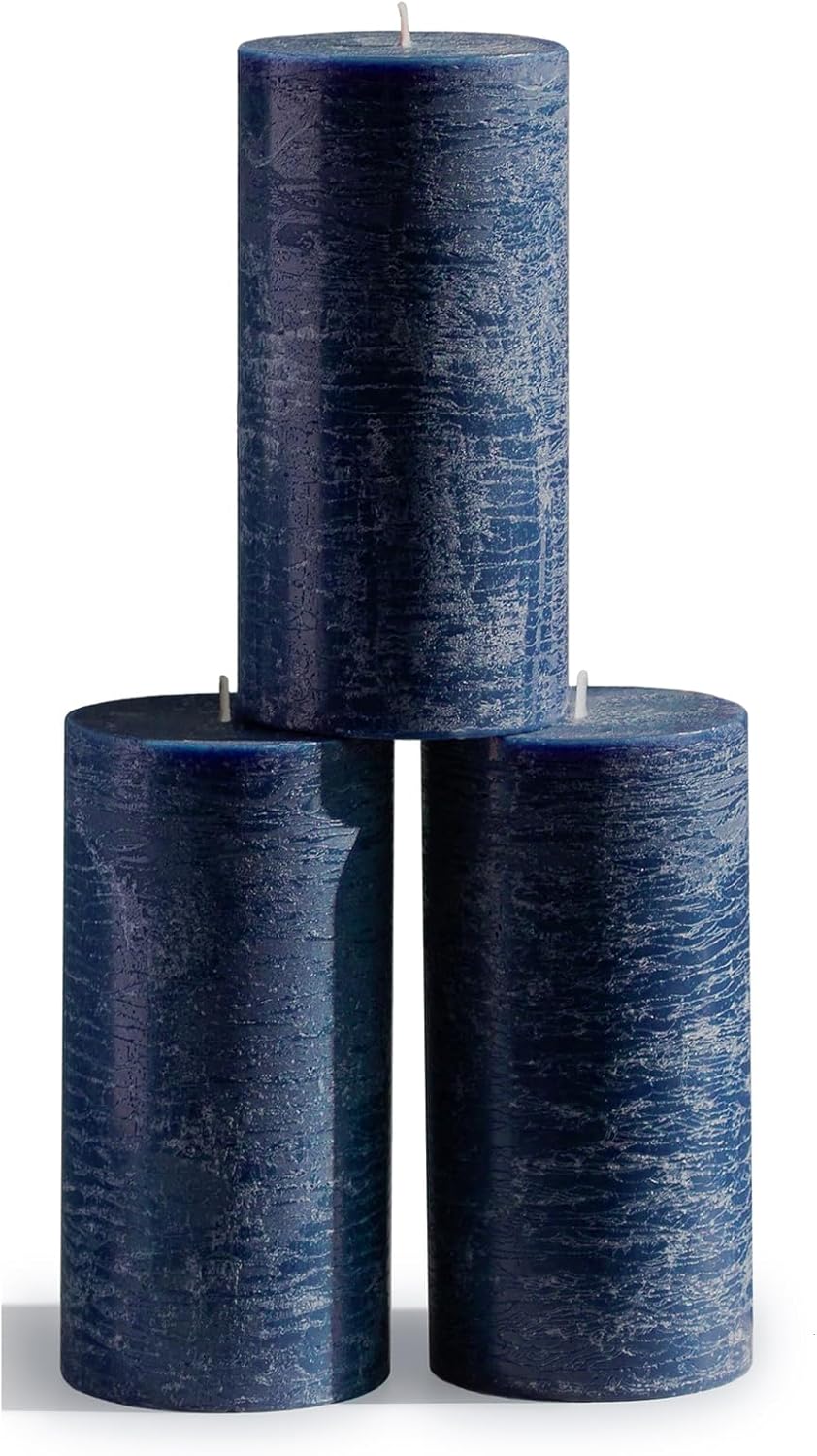 CANDWAX Large Pillar Candles Set of 3 Unscented Dripless