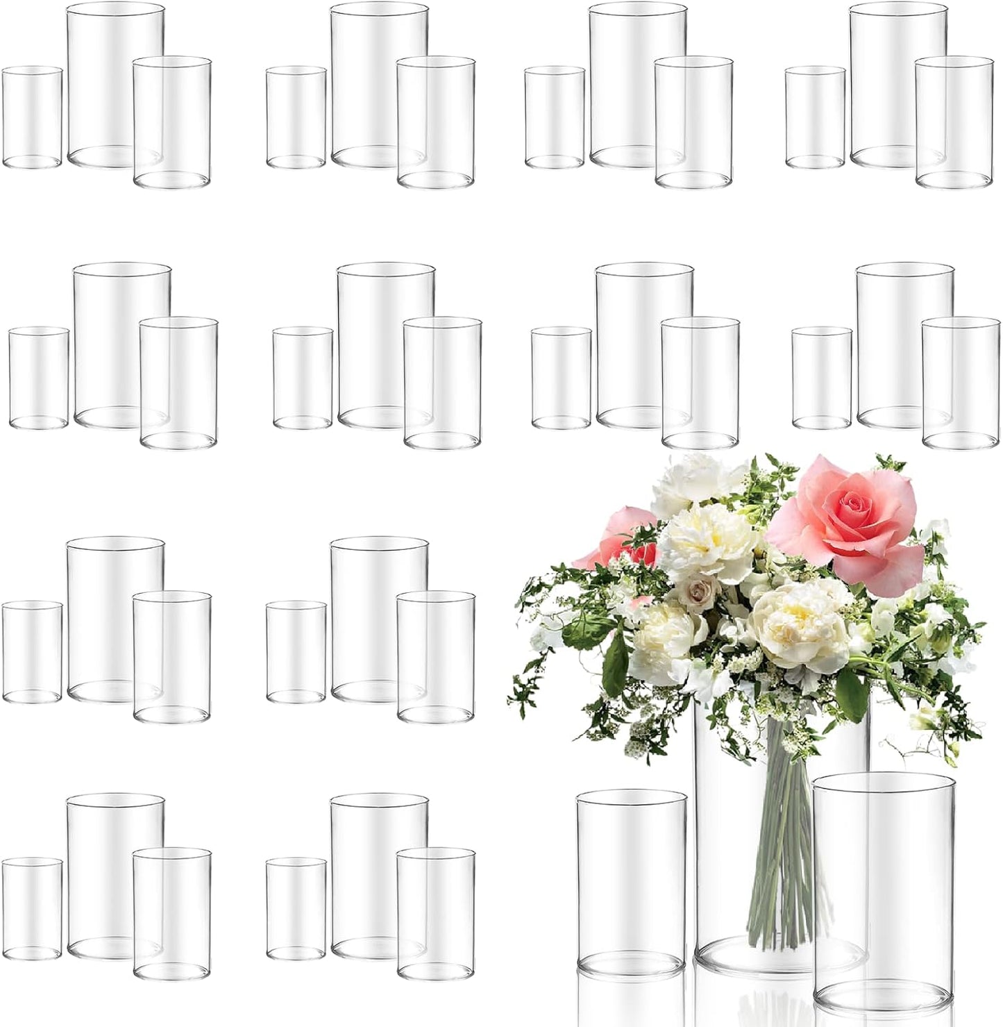 36pcs Glass Vase Cylinder for Centerpieces and Home Decor