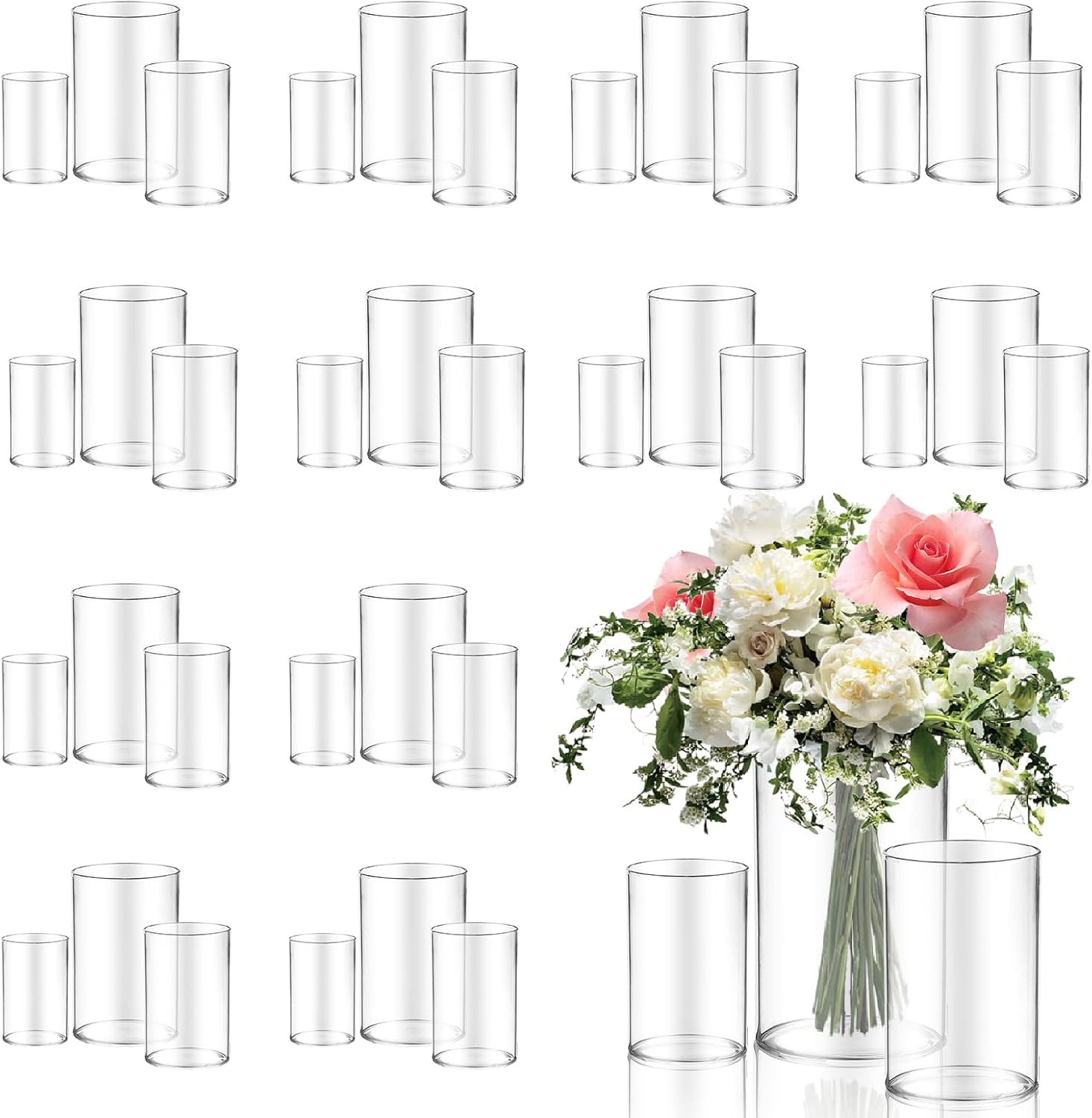 36pcs Glass Vase Cylinder for Centerpieces and Home Decor