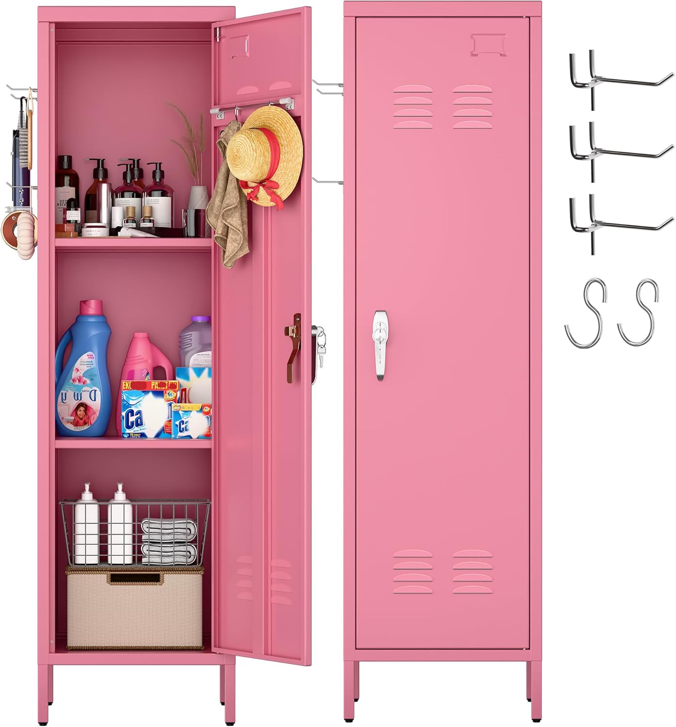 Aobabo 54 H Pink Metal Lockers for Home School Office Storage
