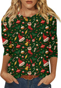 Merry Christmas 3/4 Sleeve Tops for Women - Comfortable Holiday