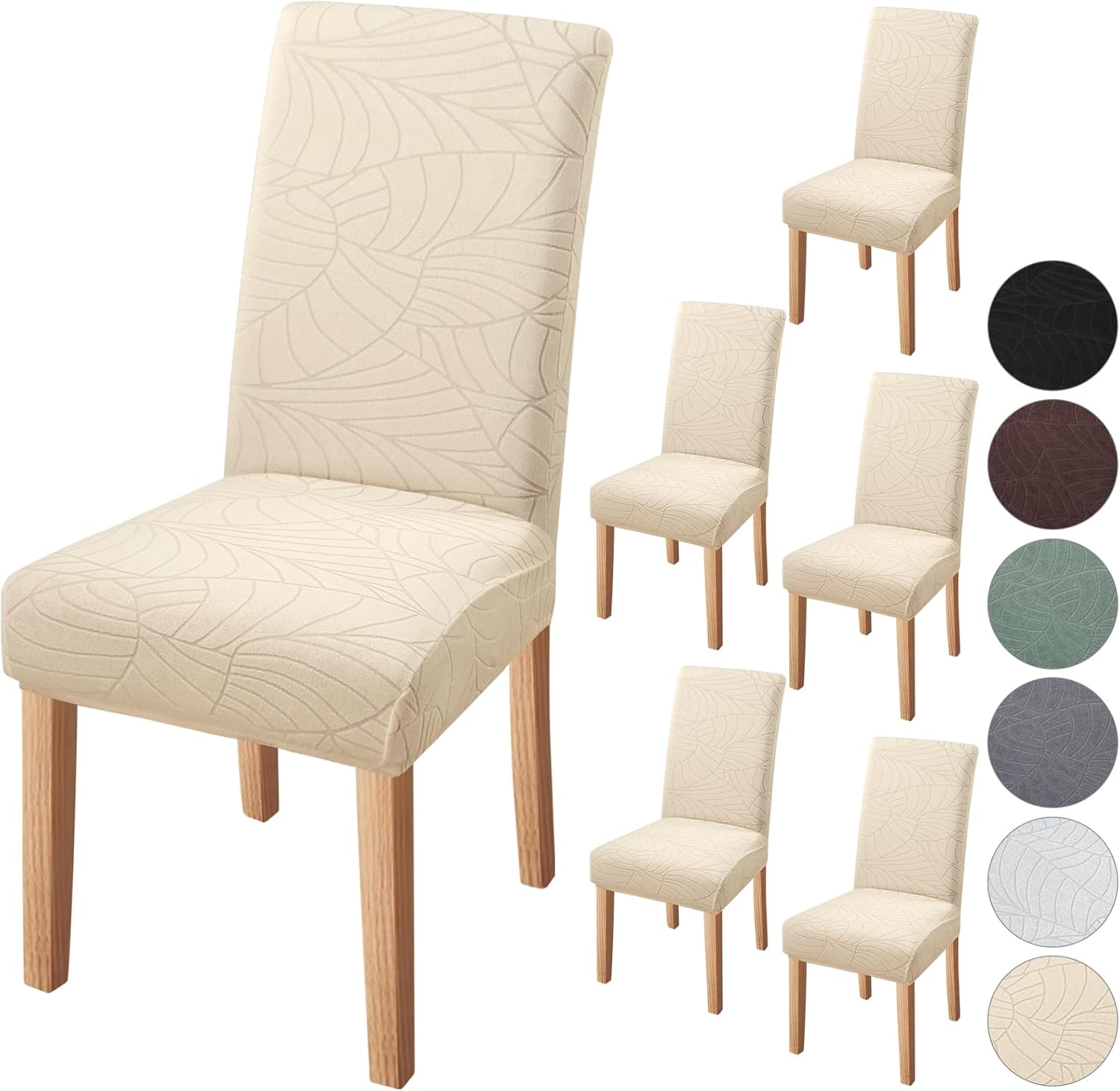 Solid Stretch Dining Chair Covers Set of 6 for Elegant Decor