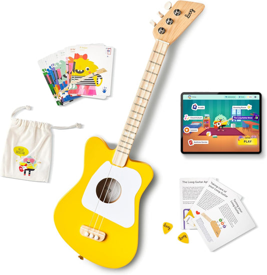 Loog Mini Acoustic Kids Guitar for Beginners Ages 3+ Learning