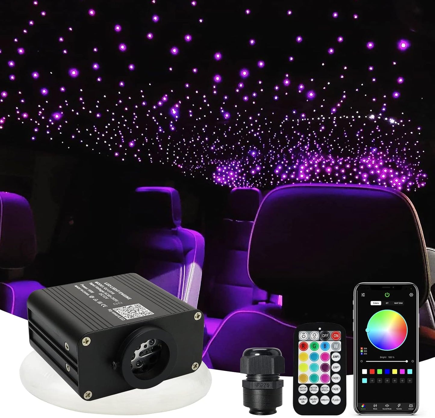 AMKI 16W Starlight Headliner Kit for Car and Home Ceiling