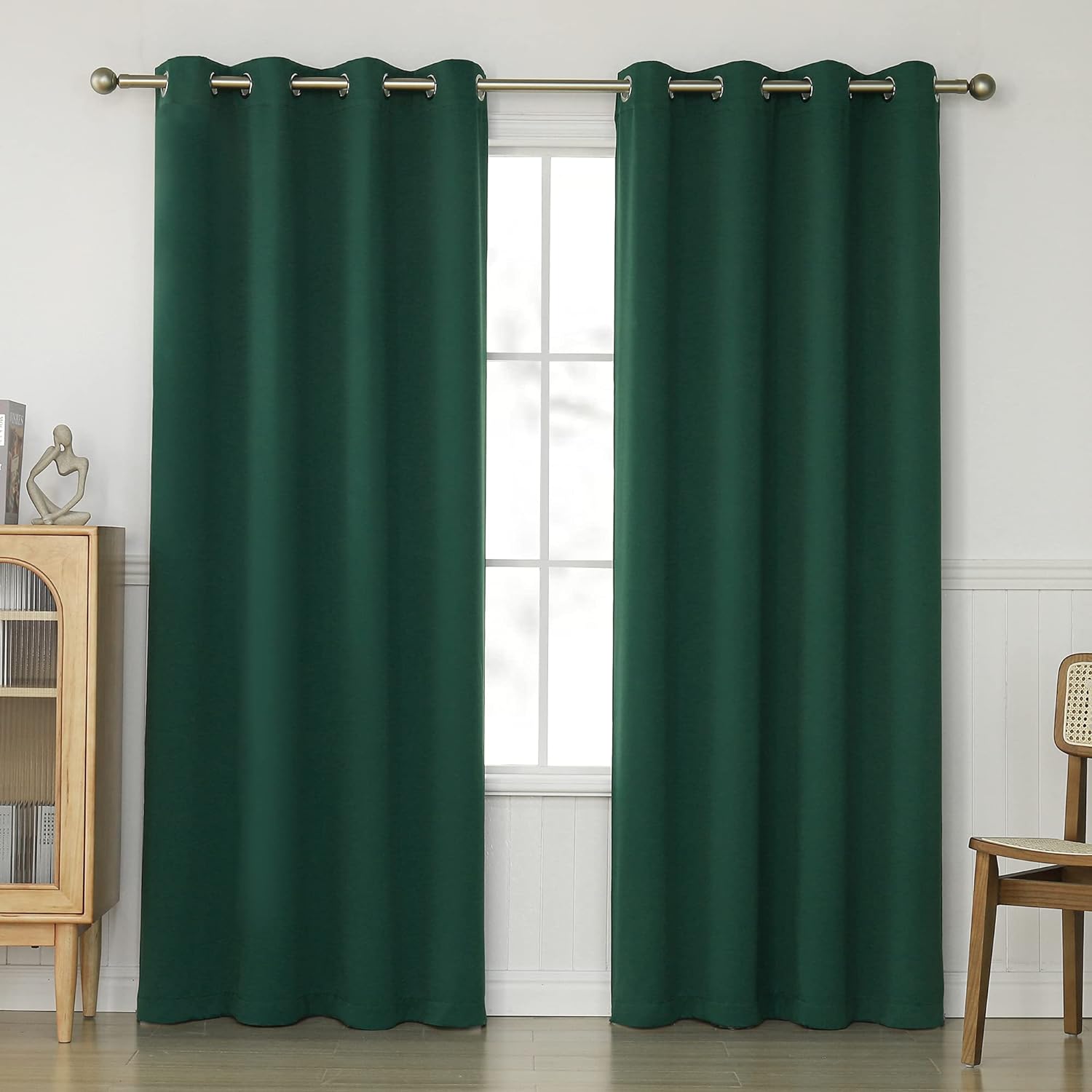 KEQIAOSUOCAI 84 Inch Dark Green Blackout Curtains - 2 Panels Grommet Room Darkening for Thermal Insulation