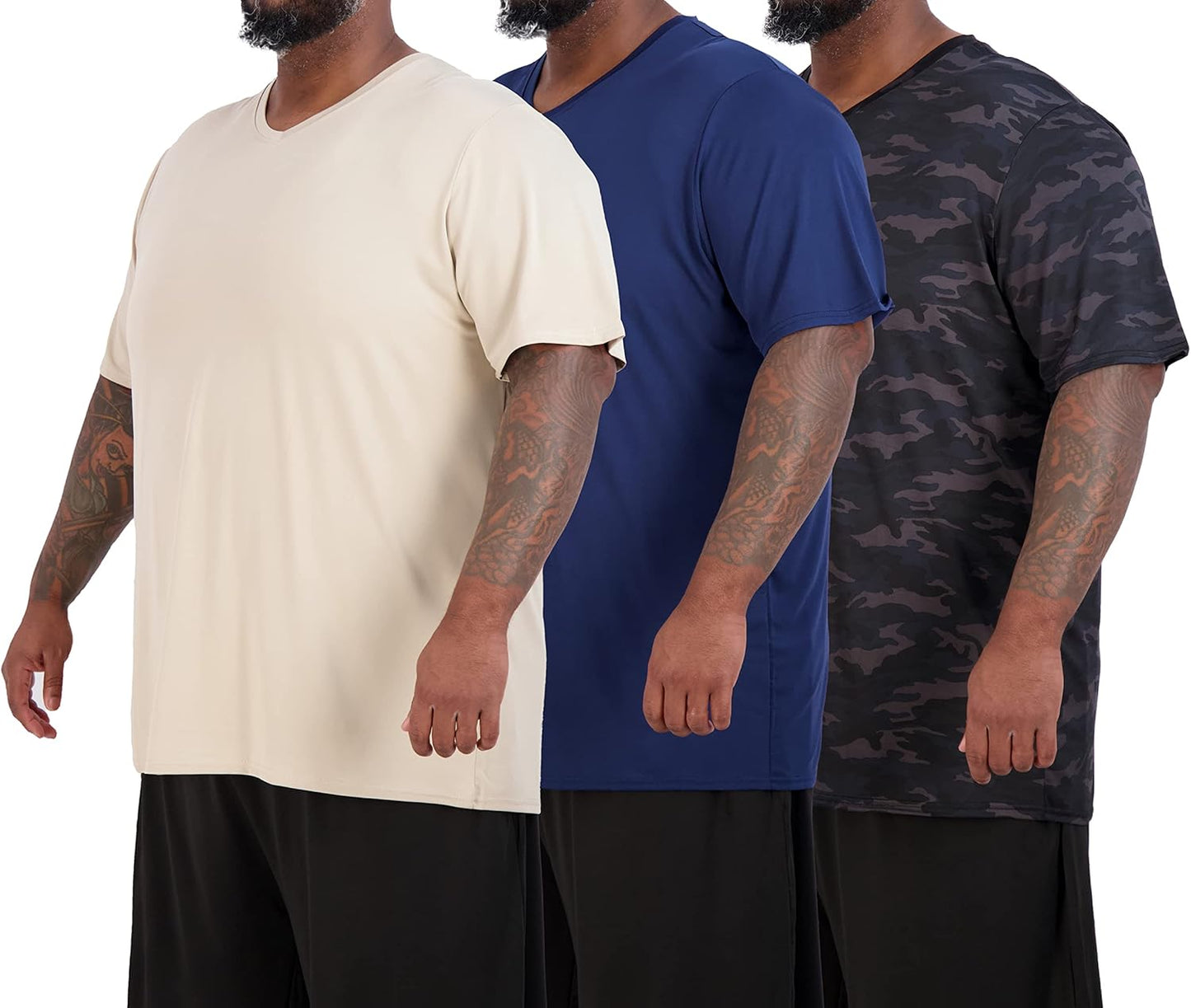 Real Essentials Men's Big & Tall V-Neck Athletic T-Shirts