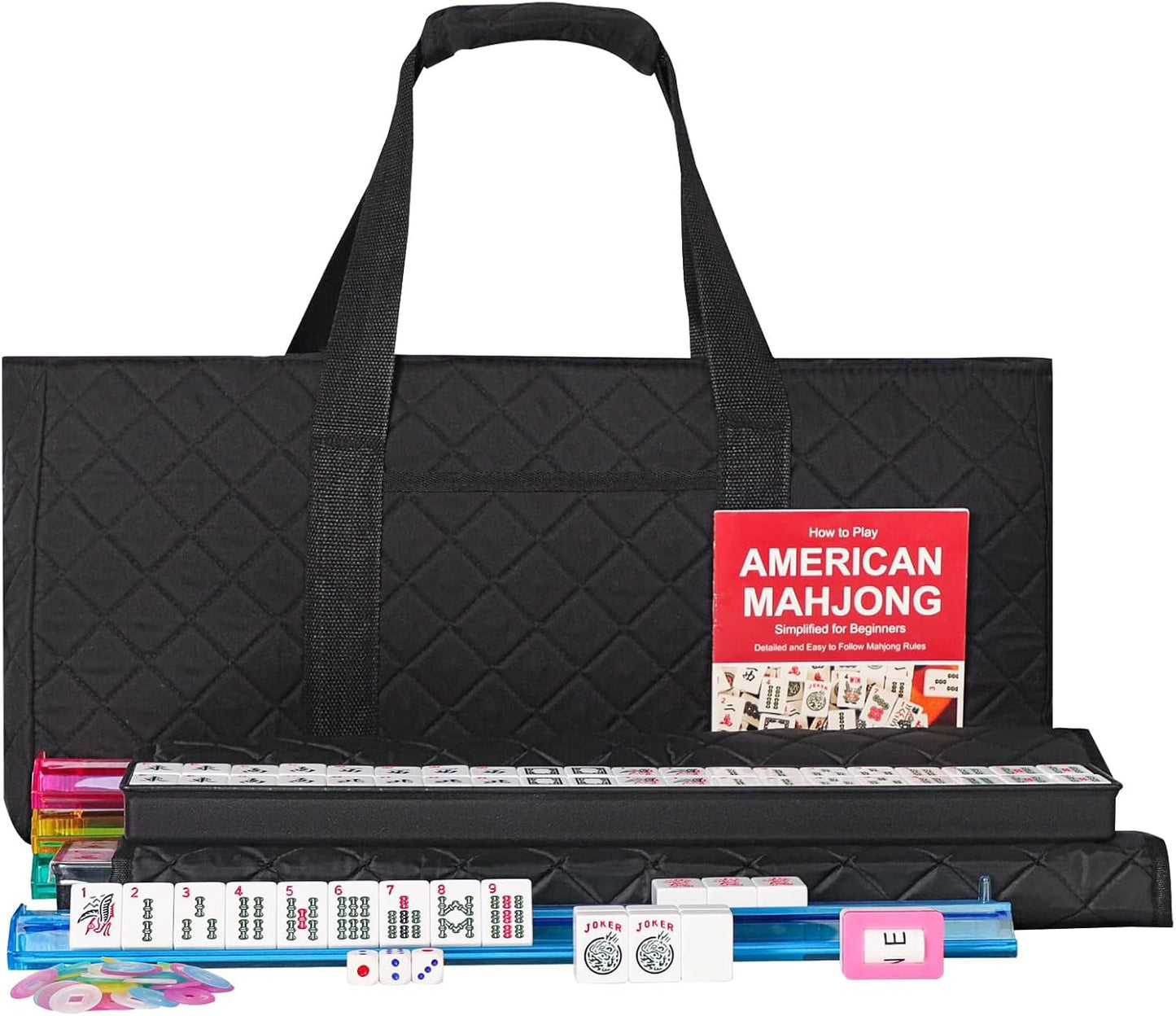 ZGME American Mahjong Set with 166 Durable White Tiles