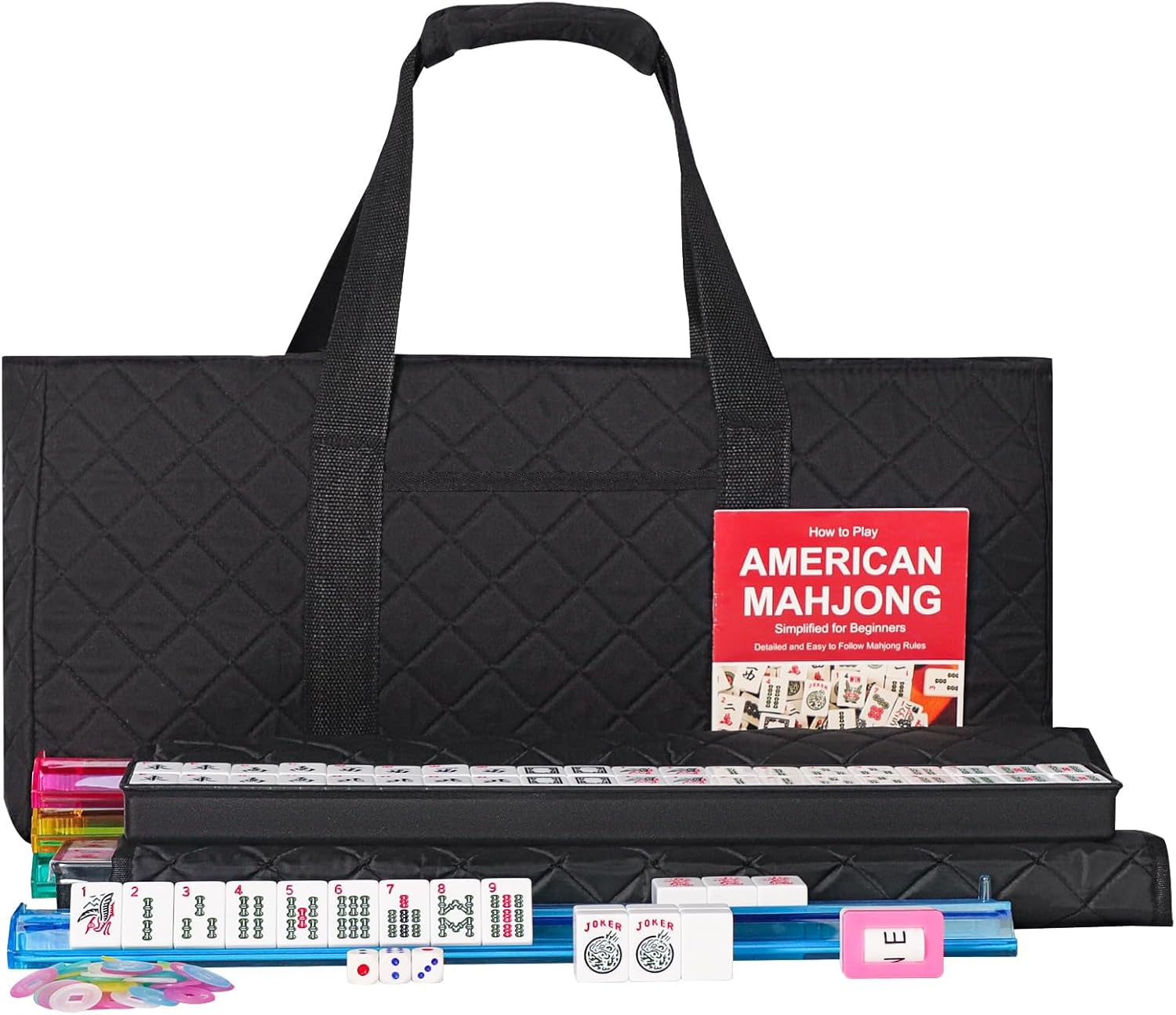 ZGME American Mahjong Set with 166 Durable White Tiles
