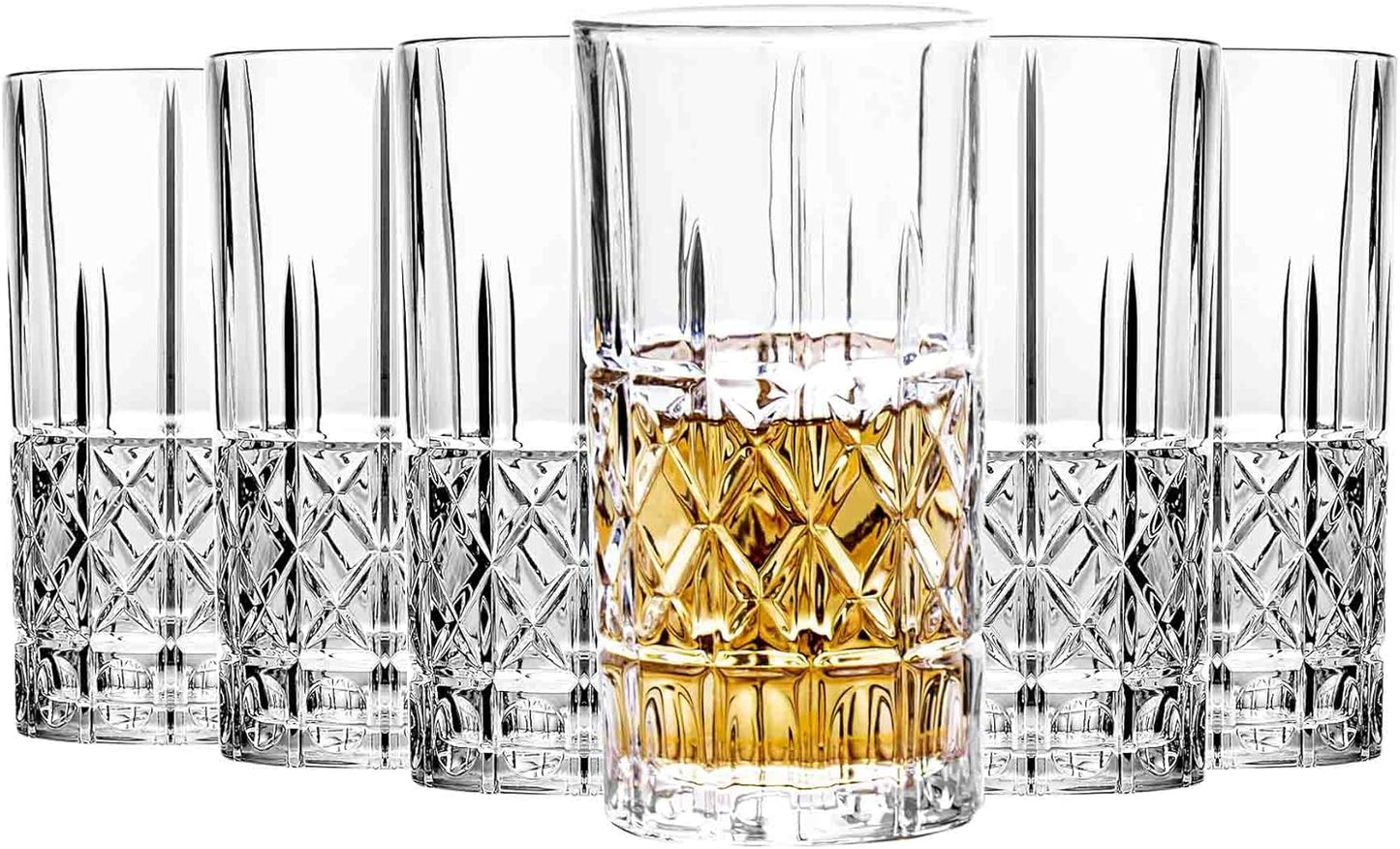 Tall Highball Glasses Set of 6 for Elegant Drinking Experience